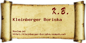 Kleinberger Boriska névjegykártya